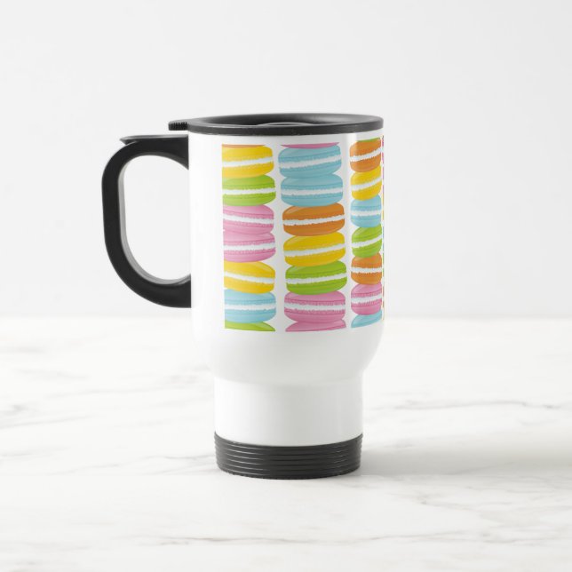 Colorful Macarons Stack Pattern Travel Mug (Left)