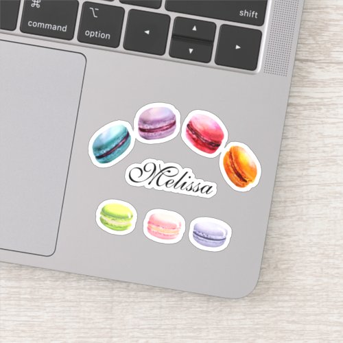 Colorful Macarons Sweet Dessert Watercolor Sticker