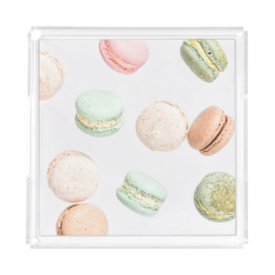 Colorful Macarons: Sweet Falling Pattern. Acrylic Tray