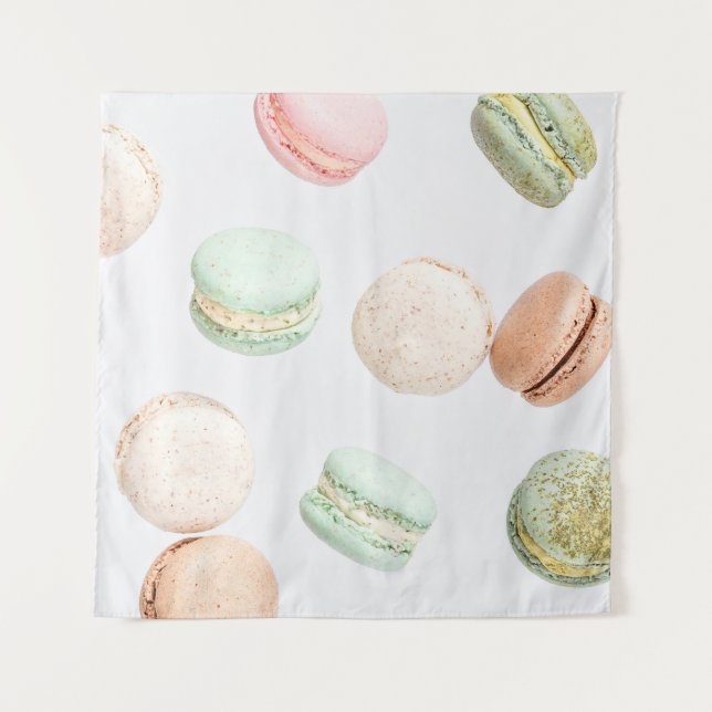 Colorful Macarons: Sweet Falling Pattern. Tapestry (Front)