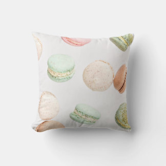 Colorful Macarons: Sweet Falling Pattern. Throw Pillow