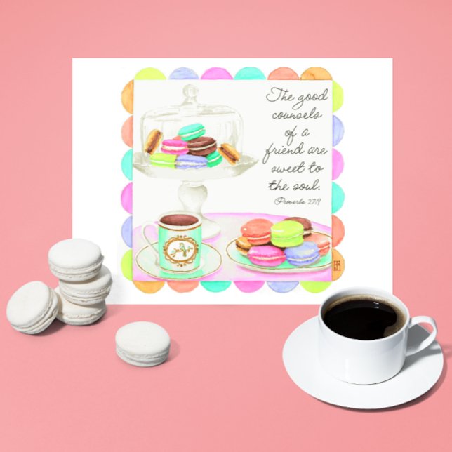 Colorful Macarons Sweet Friend Inspirational Postcard (Creator Uploaded)