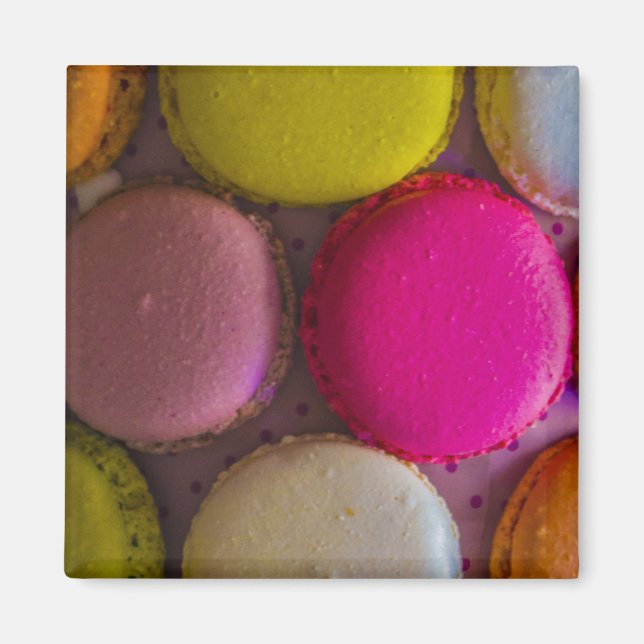 Colorful Macarons Tasty Baked Dessert Magnet (Front)
