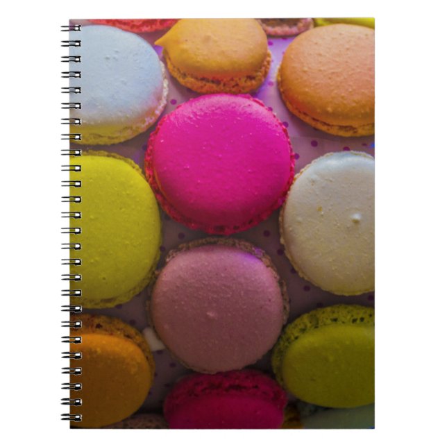 Colorful Macarons Tasty Baked Dessert Notebook (Front)
