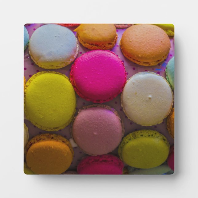 Colorful Macarons Tasty Baked Dessert Plaque (Front)