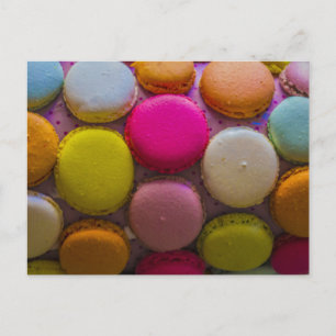 Colorful Macarons Tasty Baked Dessert Postcard