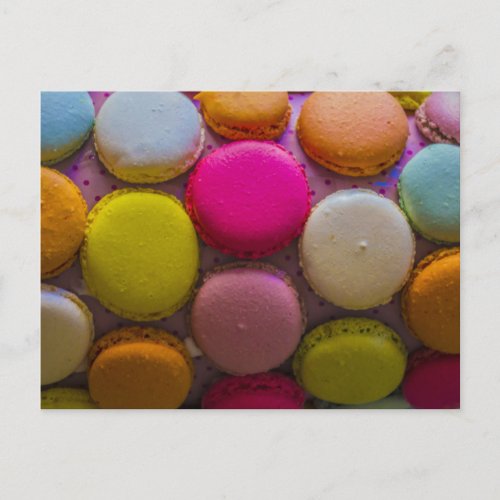 Colorful Macarons Tasty Baked Dessert Postcard