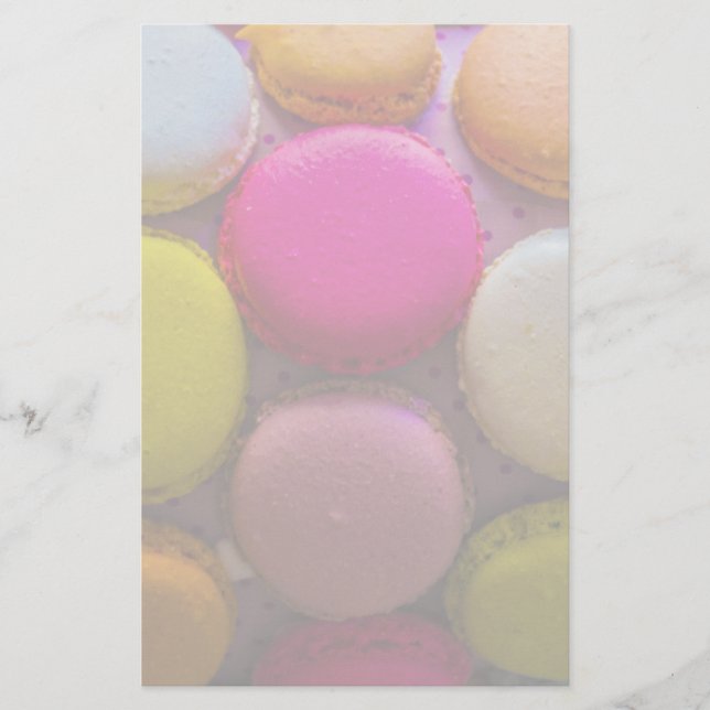 Colorful Macarons Tasty Baked Dessert Stationery (Front)