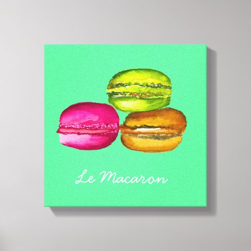 Colorful Macarons watercolor art funky Canvas Print