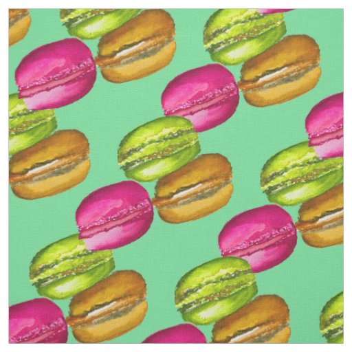 Colorful Macarons watercolor art funky Fabric