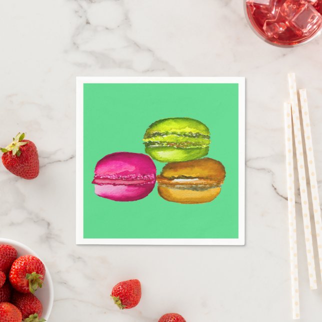 Colorful Macarons watercolor art funky Napkins (Insitu)