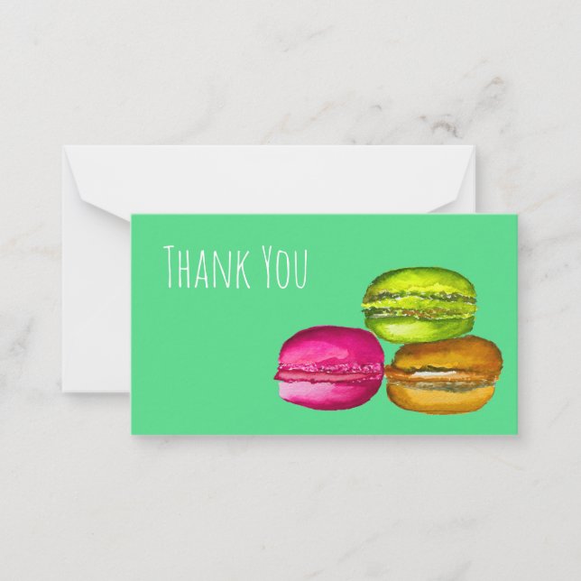 Colorful Macarons watercolor art funky Note Card (Front)