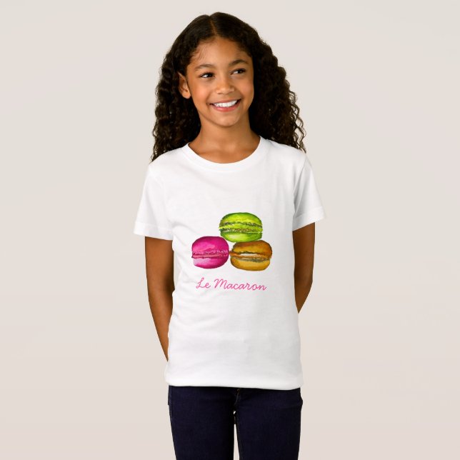 Colorful Macarons watercolor art funky T-Shirt (Front Full)