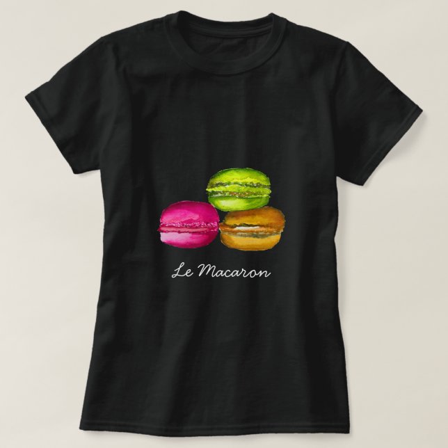 Colorful Macarons watercolor art funky T-Shirt (Design Front)
