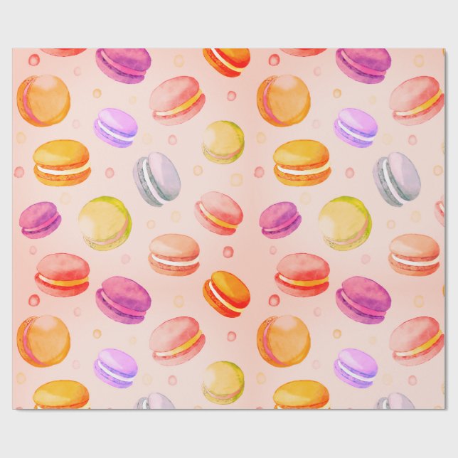 Colorful Macarons watercolor pattern paper (Flat)