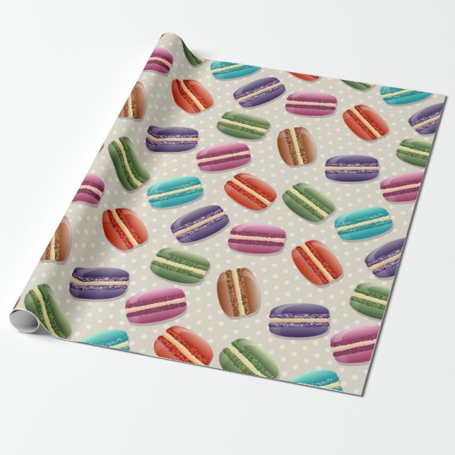 Colorful Macarons Wrapping Paper (Unrolled)