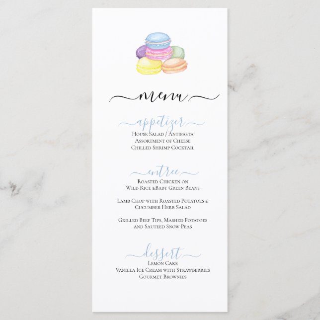 Colorful Macaroon Cookies Illustration Menu (Front)