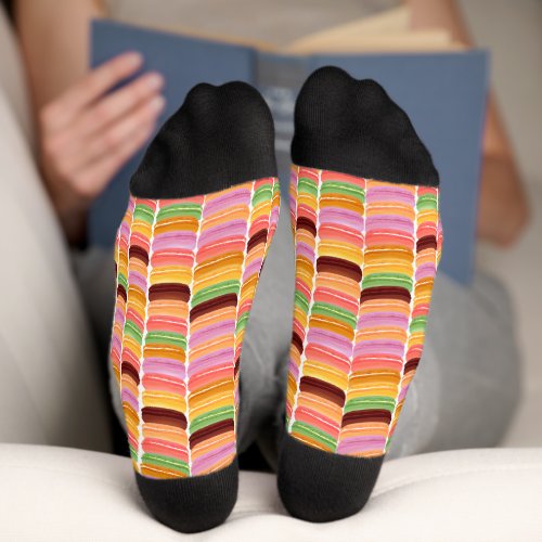 Colorful Macaroon Stacks Pattern Socks