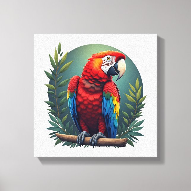 Colorful Macaw Bird Canvas Wall Art (Front)