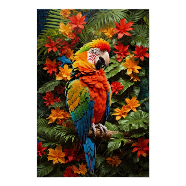 Colorful Macaw Bird Poster (Front)