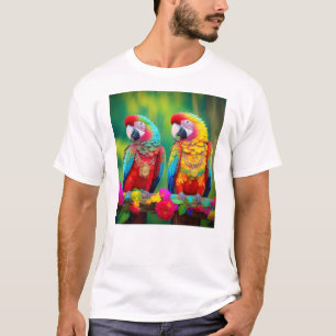 Colorful Macaw Birds On The Branch-67859 T-Shirt