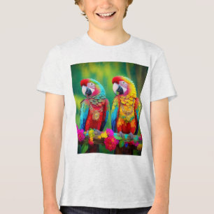 Colorful Macaw Birds On The Branch-67859 Tri-Blend Shirt