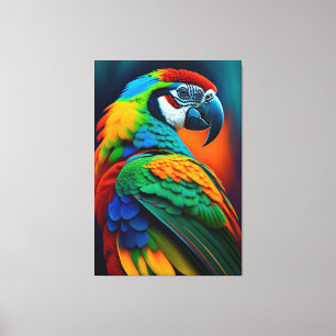 Colorful Macaw Parrot Bird Painting Canvas Print