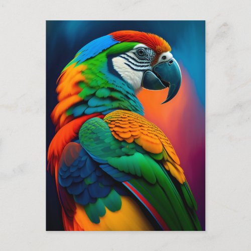 Colorful Macaw Parrot Bird Painting Postcard