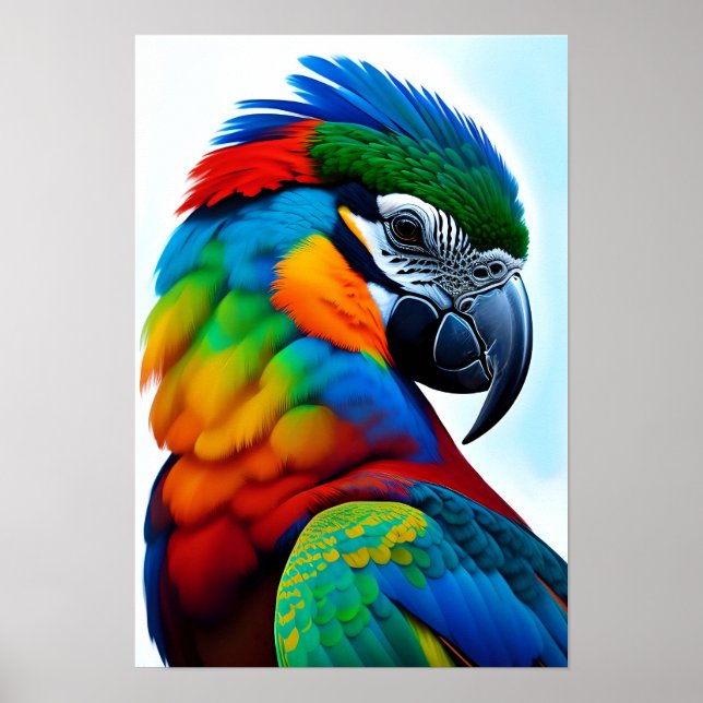 Colorful Macaw Parrot Bird Painting Poster (Front)
