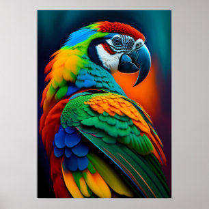 Colorful Macaw Parrot Bird Painting Poster
