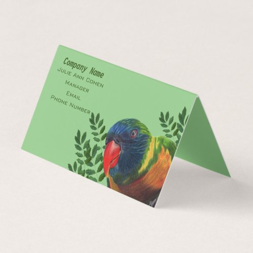 Colorful Macaw Parrot Green Leaves Red Beak Business Card