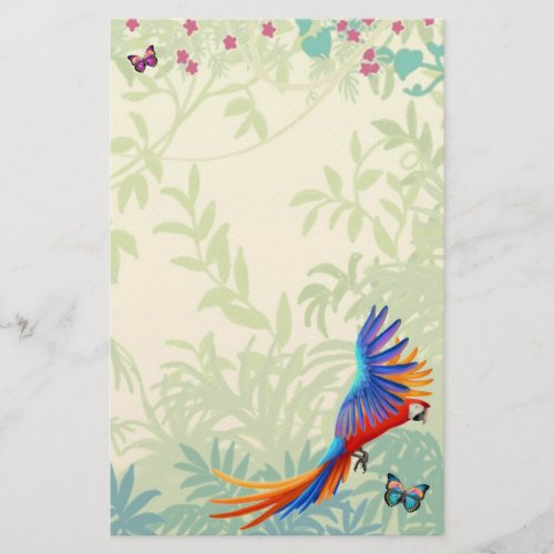 Colorful Macaw Parrot in Rainforest Stationery