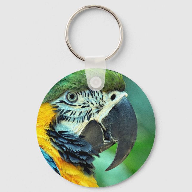 Colorful macaw parrot keychain (Front)