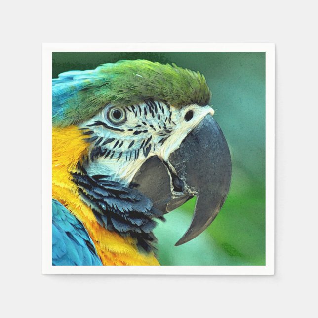 Colorful macaw parrot paper napkins (Front)