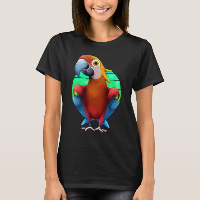 Colorful Macaw Parrot Sunset T-Shirt (Front)