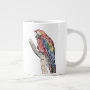 Colorful Macaw Parrot Watercolor Giant Coffee Mug