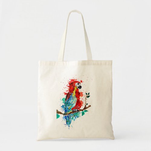 Colorful Macaw Parrot Watercolor Tote Bag