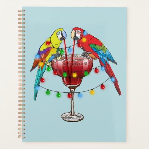 Colorful Macaw Parrots Drinking Red Wine Planner