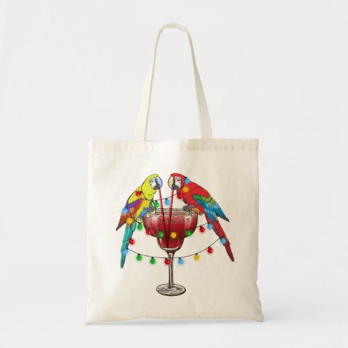 Colorful Macaw Parrots Drinking Red Wine Tote Bag