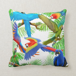 Colorful Macaw Parrots Pillow