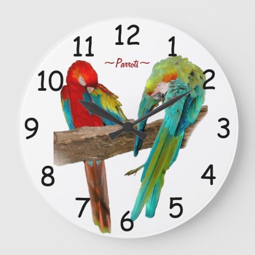 Colorful Macaw Parrots Wall Clock