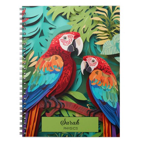 Colorful Macaws Parrots Rain Forest Name Notebook