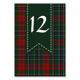Colorful MacLean Plaid Wedding Table Number