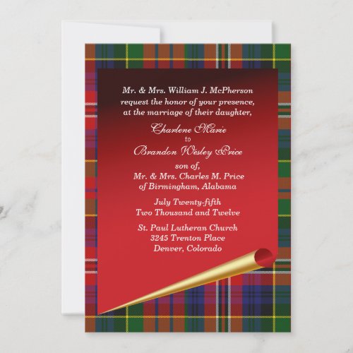 Colorful MacPherson Tartan Plaid Wedding Invitation