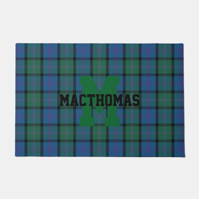 Colorful MacThomas Plaid Monogrammed Door Mat (Front)