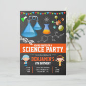 Colorful Mad Science Kids Birthday Party Invitation (Standing Front)