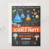 Colorful Mad Science Kids Birthday Party Invitation (Front)