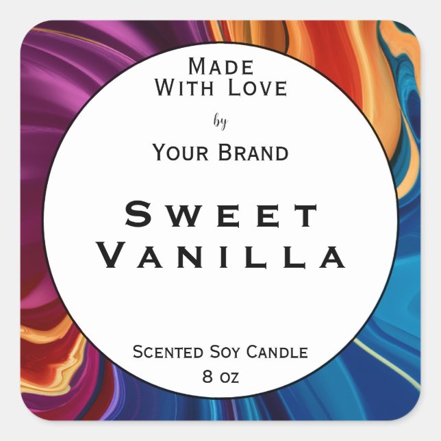 Colorful Made With Love Product Packaging Label   (Front)