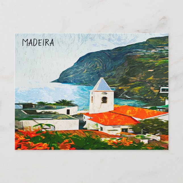 Colorful Madeira Funchal Oil Paint Postcard (Front)