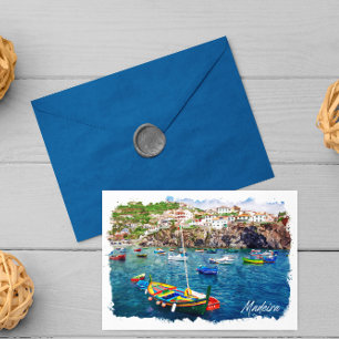 Colorful Madeira Portugal Vintage Travel Postcard